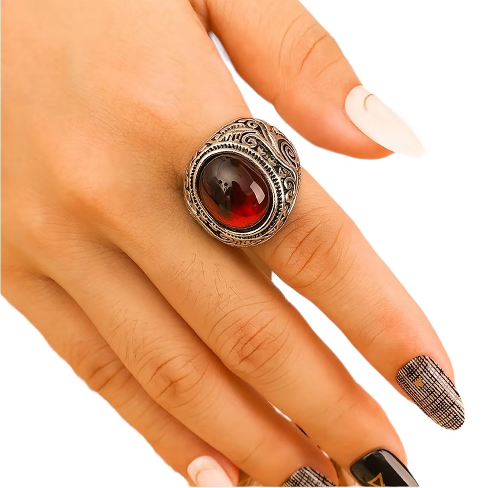 Ruby Stone Class Ring Style Ring - Picture 3 of 10